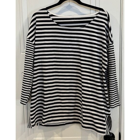 Talbots Tops - Talbots Black & White 3/4 Length Sleeve T-Shirt XL Classic Preppy EUC Work